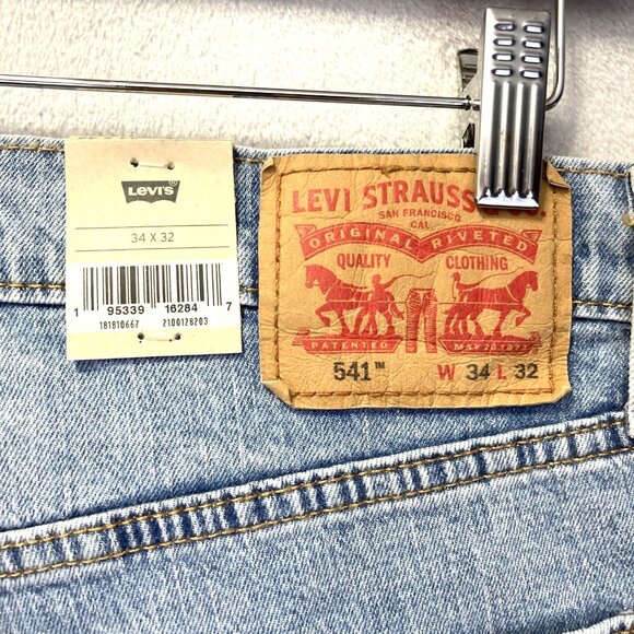 Levi's 541 Athletic Taper Jeans Mens 34x32 Light Wash Stretch Denim Eco Ease - Picture 9 of 16